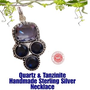 NEW HANDMADE TANZINITE QUARTZ Pendant Necklace 925